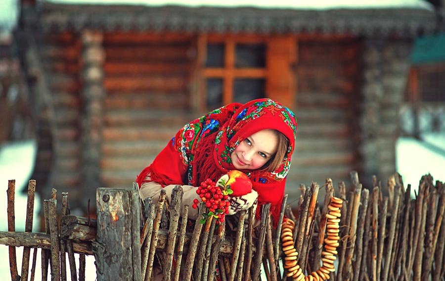 Sexy girl Women in Slavic costumes in Vaduz
