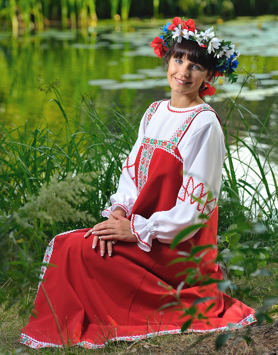 Beautiful girl Girls in Slavic costumes in Vaduz